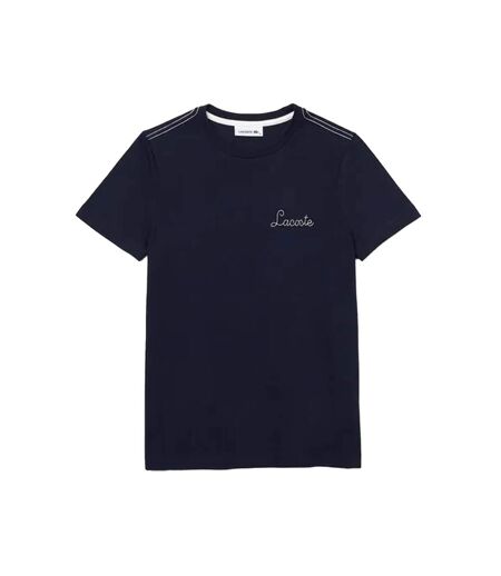 Womens/ladies embroidered cotton crew neck t-shirt blue Lacoste