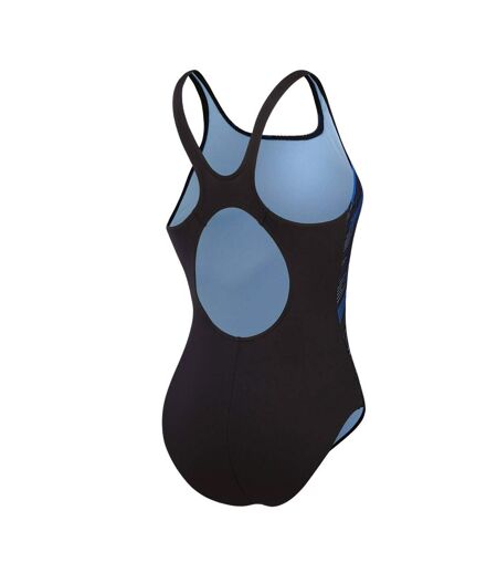 Womens/ladies Hyperboom Placement Muscleback One Piece Swimsuit Black Blue Speedo