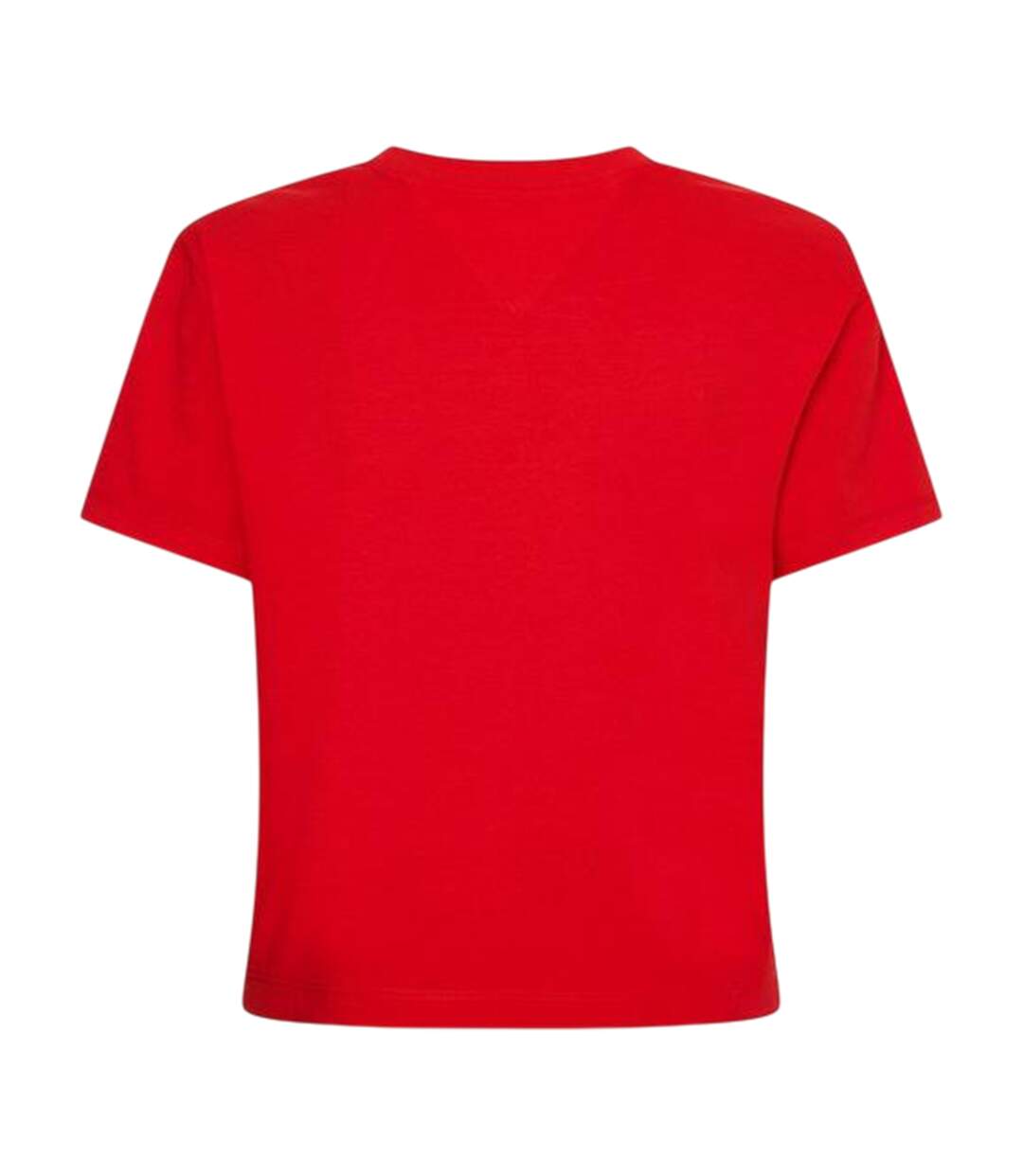 Womens/ladies Embroidered Logo Cotton Cropped T-shirt Deep Crimson Red Tommy Jeans-2