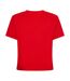 Womens/ladies Embroidered Logo Cotton Cropped T-shirt Deep Crimson Red Tommy Jeans-2