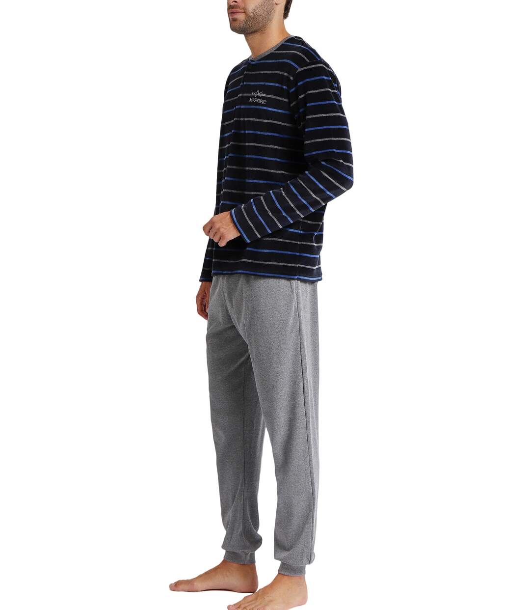 Pyjama tenue d'intérieur pantalon et haut Velour Blues Admas-2