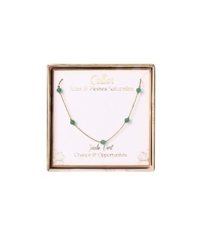 Collier acier & pierres naturelles stella green jade - taille unique