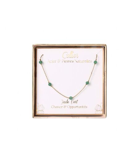 Collier acier & pierres naturelles stella green jade - taille unique