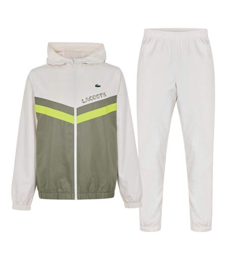 Ensemble De Survêtement Motif/style Blocs De Couleurs Homme Blanc Vert Kaki Lacoste