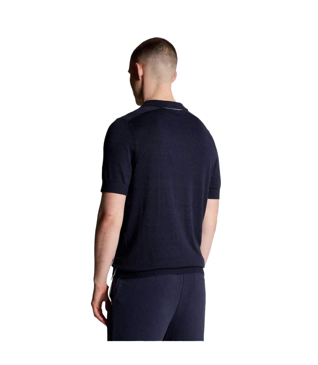 Mens Cotton Blend Polo Shirt Blue Lyle & Scott-3