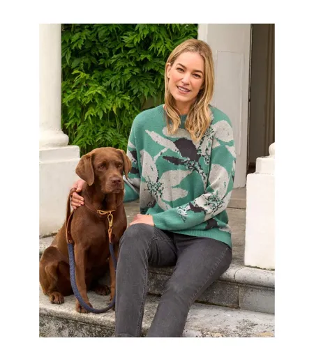 Womens/ladies Abstract Wool Blend Jumper Green WoolOvers