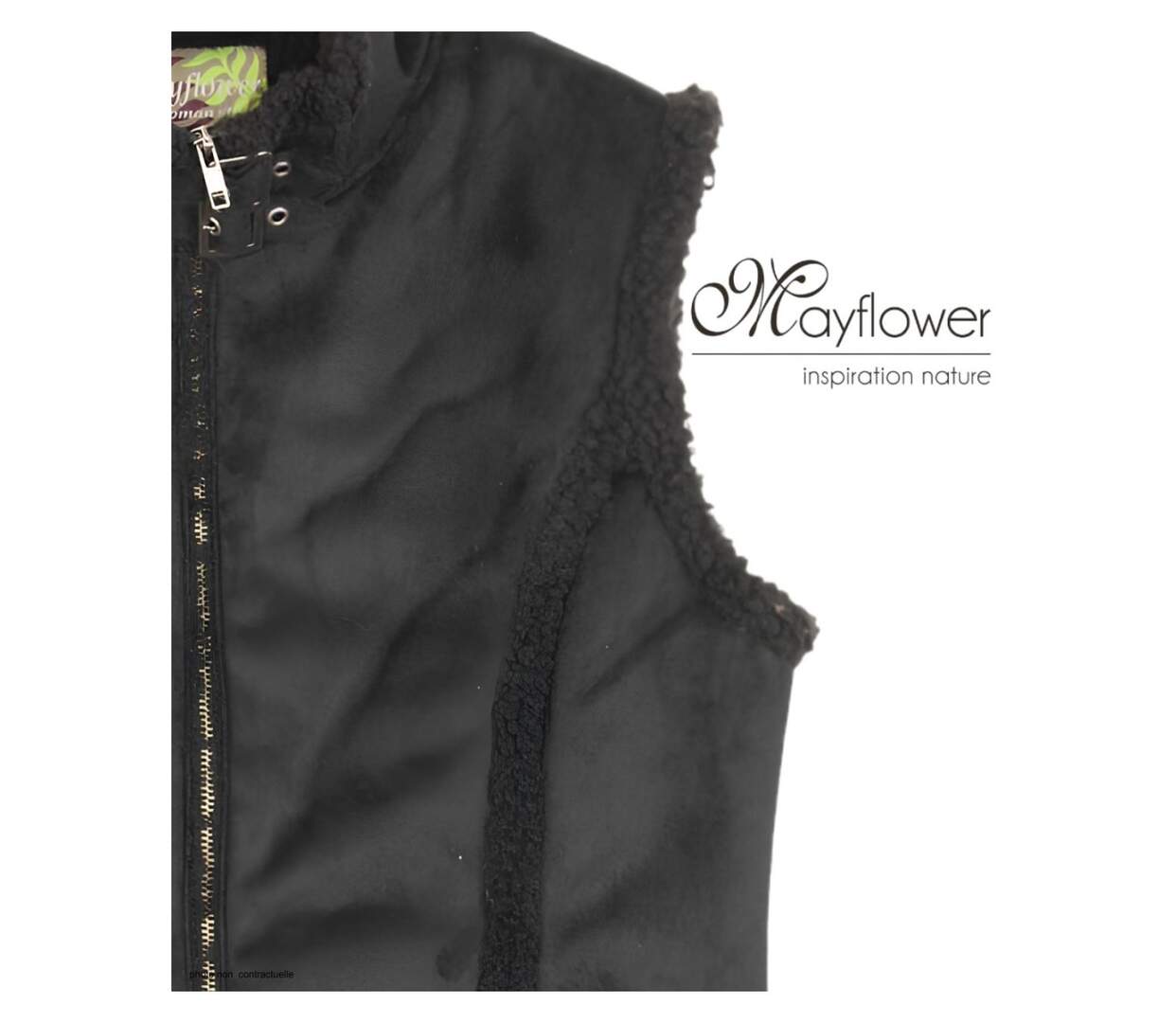 MAYFLOWER 828070U001 - Gilet sans manches noir en suédine : l'élégance du toucher velours-4