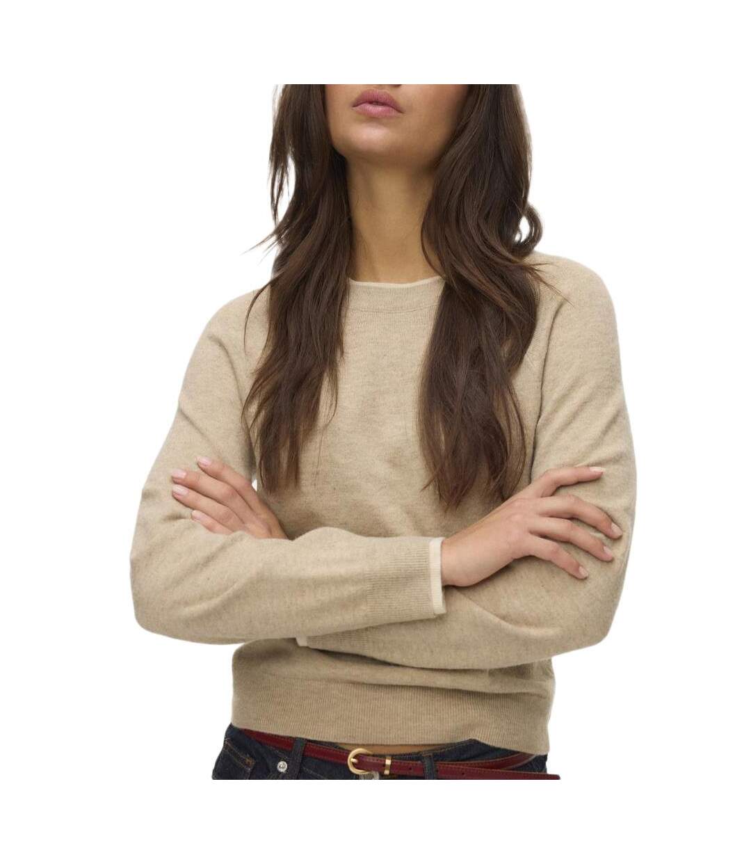 Pull beige femme vero moda wonderful-1