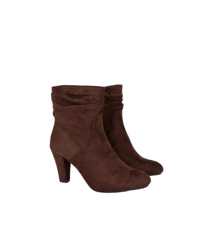 Womens/ladies ally ruched heeled ankle boots brown Dorothy Perkins