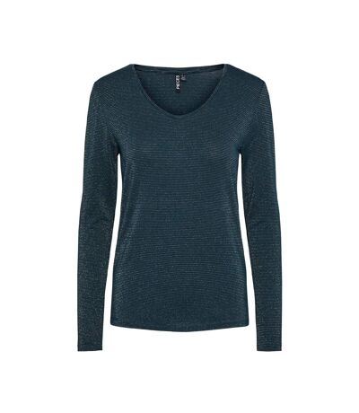 T-Shirt manches longues vert/doré femme pieces billo - m
