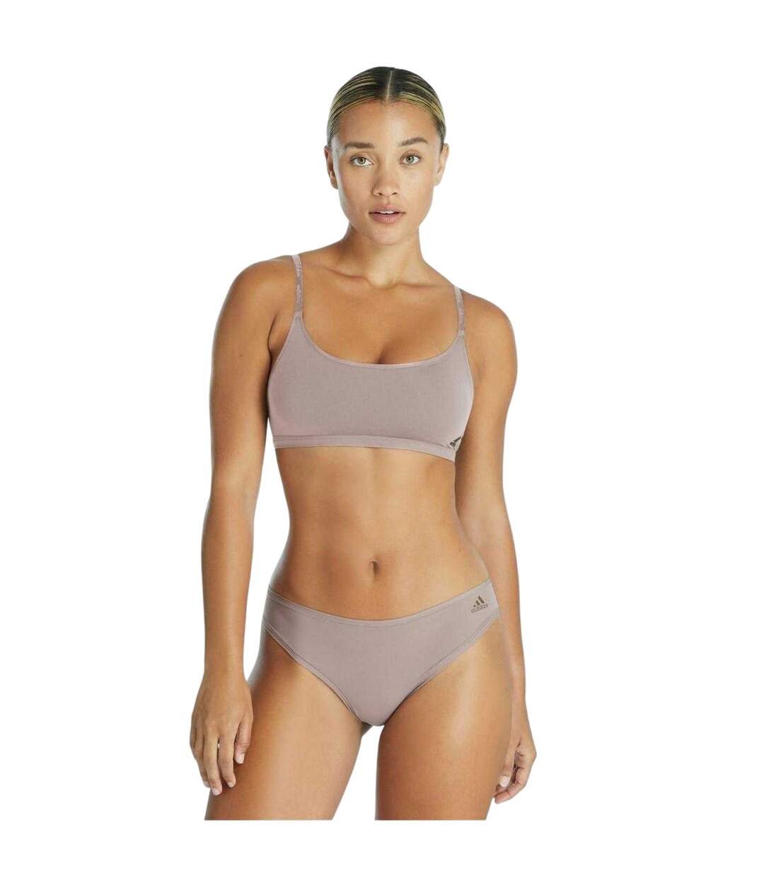 Womens/ladies Scoop Neck Bralette Mauve Adidas-4