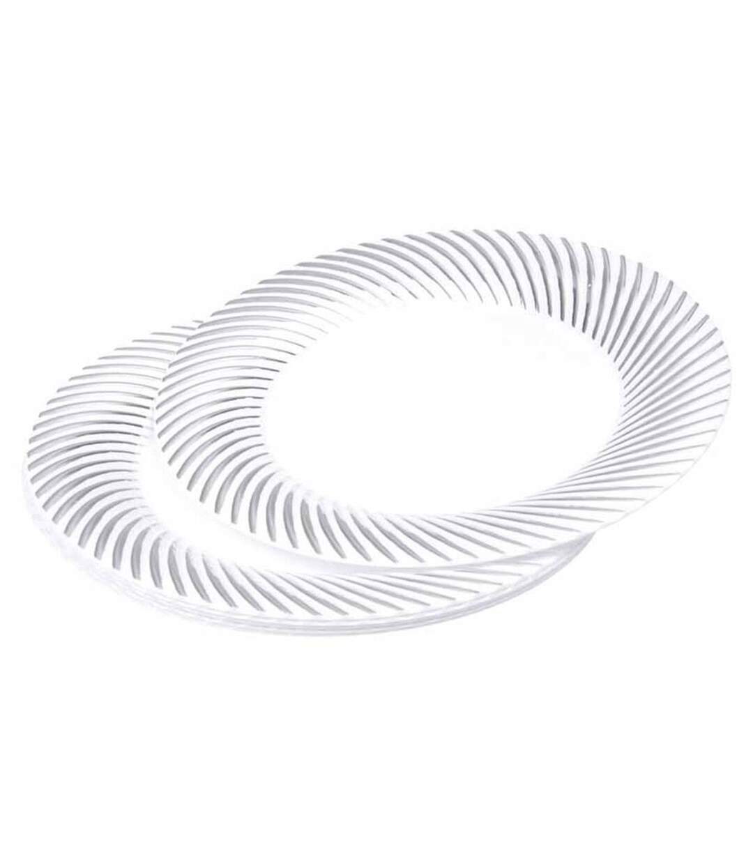 Lot de 6 Assiettes en Plastique Ava 18cm Blanc & Argent-1