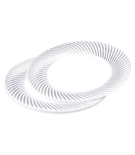 Lot de 6 Assiettes en Plastique Ava 18cm Blanc & Argent