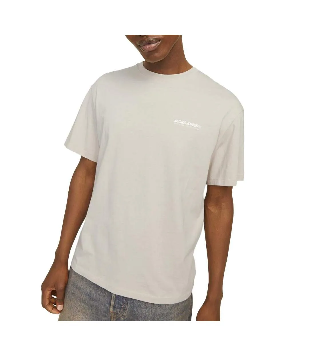 T-Shirt beige homme jack & jones whislington-1