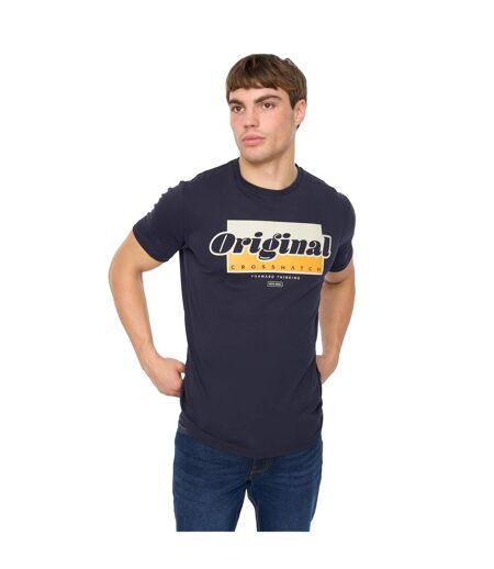 Mens Chevin T-shirt Navy Crosshatch