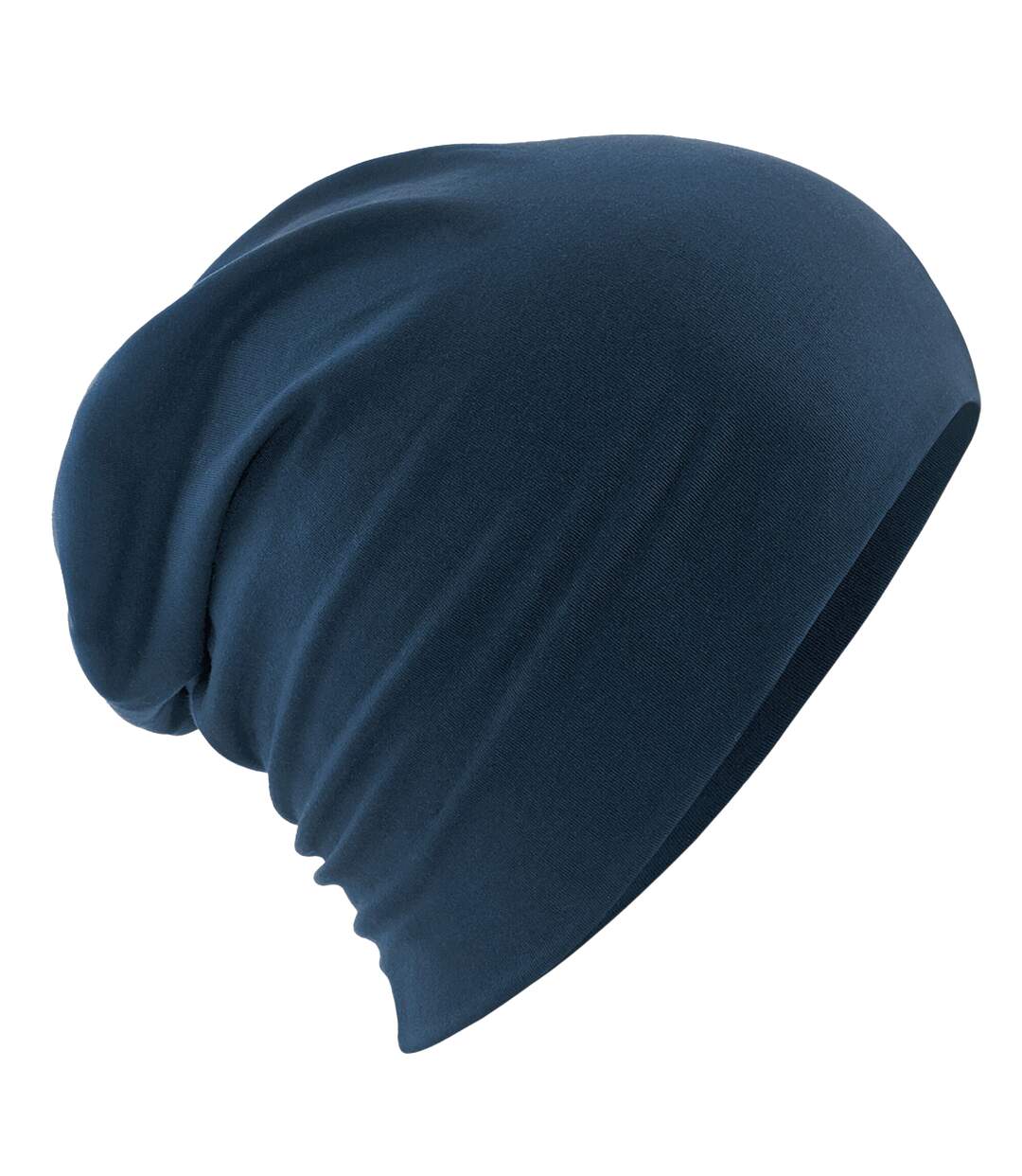 Unisex adult hemsedal cotton slouch beanie french navy Beechfield-1