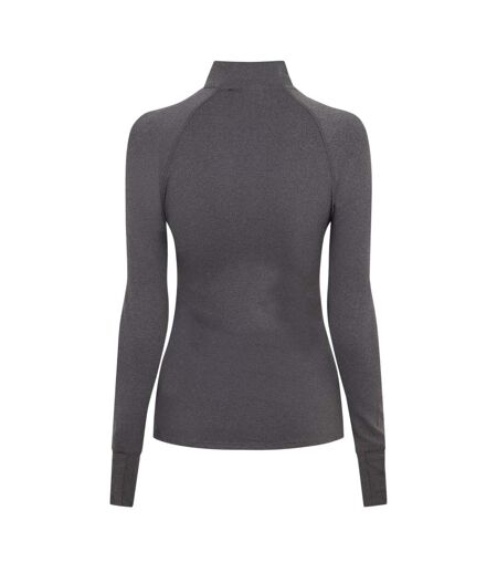 Womens/ladies Plain Long-sleeved Base Layer Top Charcoal USA