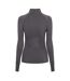 Womens/ladies Plain Long-sleeved Base Layer Top Charcoal USA-3