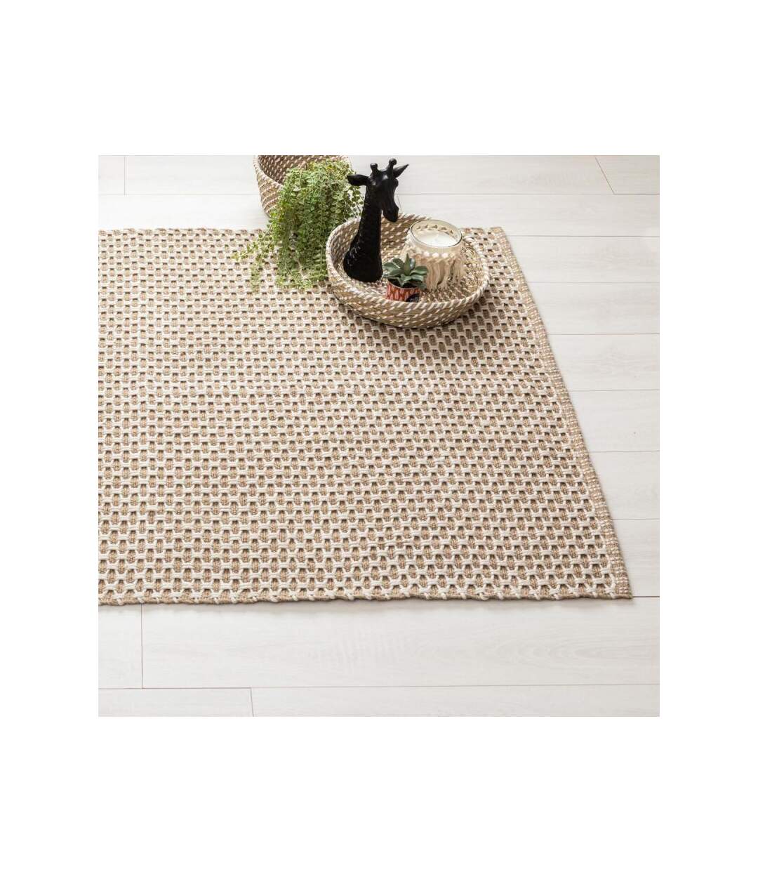 Tapis Déco en Jute Croisillon 120x170cm Naturel