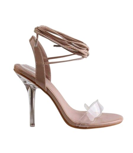 Womens/ladies Clear High Heel Sandals Nude Chic