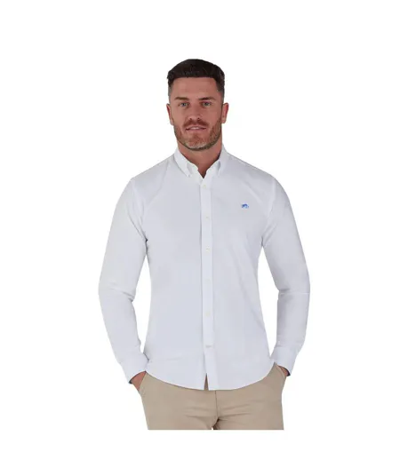 Mens Classic Oxford Long-sleeved Shirt White Raging Bull