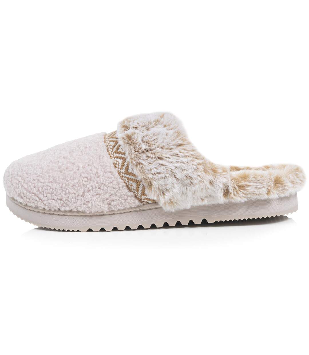 Isotoner Chaussons Mules femme ultra confortables, en maille bouclette, semelle crantée-3