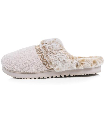 Isotoner Chaussons Mules femme ultra confortables, en maille bouclette, semelle crantée