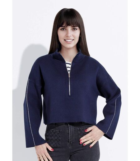 Pull court avec col montant zippé