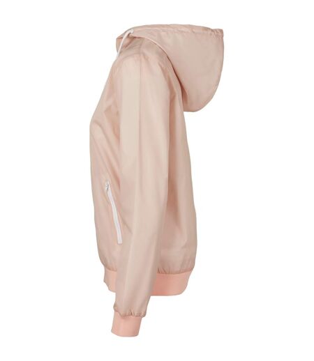 Veste Coupe-vent Femme Rose Clair Blanc Build Your Brand