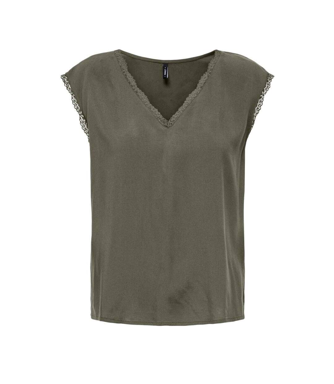 T-Shirt kaki femme only selina-1