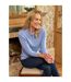 Womens/ladies Cashmere Knitted Polo Shirt Periwinkle Blue WoolOvers-1