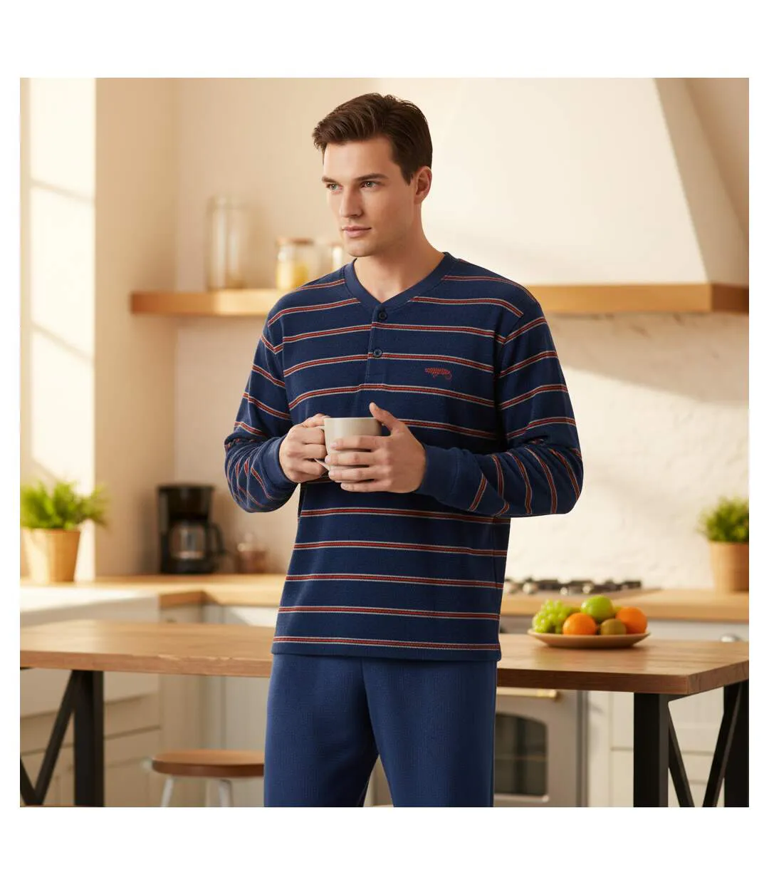 Pyjama Homme Hiver Polaire Doux RAYURE Z2654-2