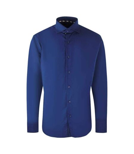 Mens Plain Long-sleeved Shirt Royal Blue Aquascutum
