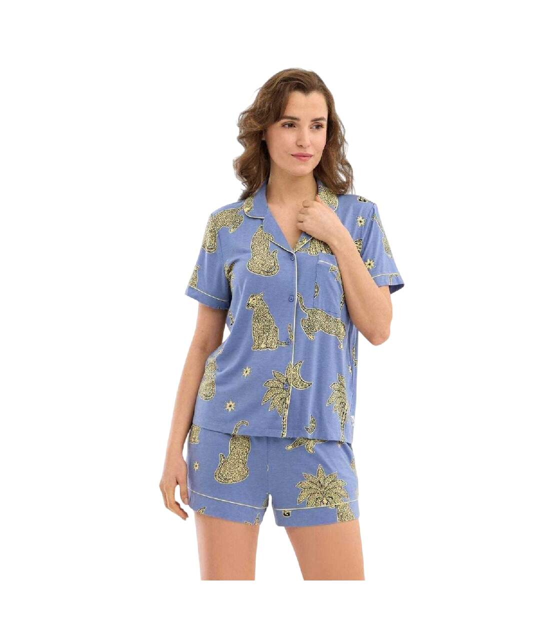 Ensemble De Pyjama Court Femme Beige Noir Soleil Chelsea Peers-2