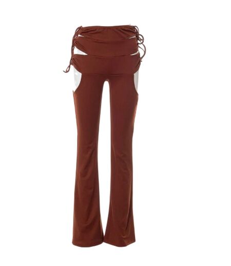 Pantalon Motif/style Découpé Femme Marron Missy Empire
