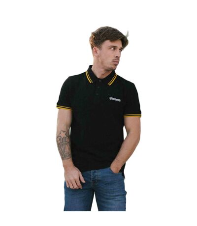 Mens Ss25 Twin Tip Polo Shirt Black Gold Lambretta