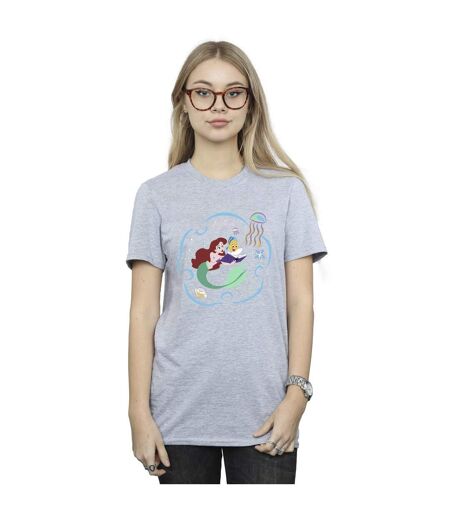 Disney Femme/Les femmes La petite sirène lisant un livre T-Shirt Boyfriend en coton (Gris sportif) - UTBI30983