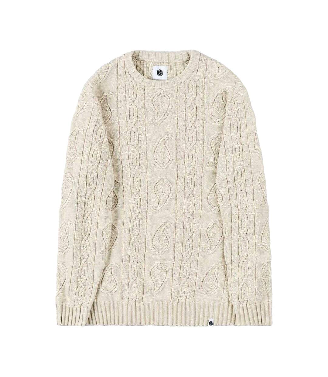 Mens Marylebone Cable Knit Long-sleeved Sweater Top Grey Pretty Green-2