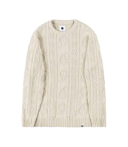 Mens Marylebone Cable Knit Long-sleeved Sweater Top Grey Pretty Green
