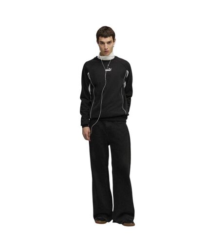Mens Logo Crew Neck Sports Sweatshirt Black Puma