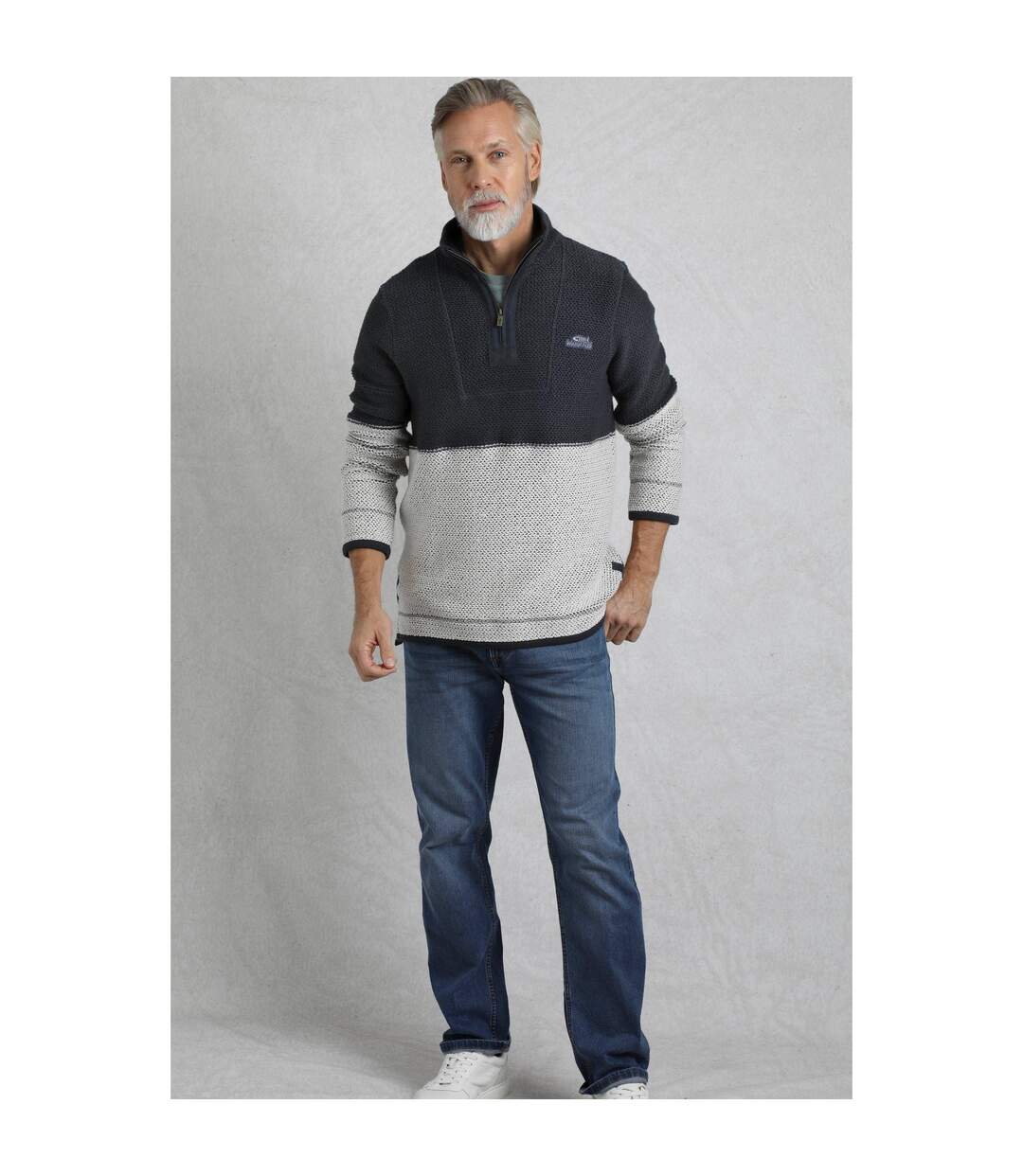 Mens kielder limited edition macaroni quarter zip pullover dark navy Weird Fish-3