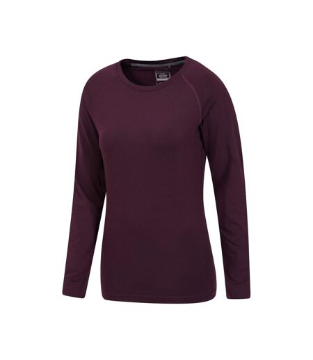 Womens/ladies Quick Dry Long-sleeved Top Dark Purple Mountain Warehouse
