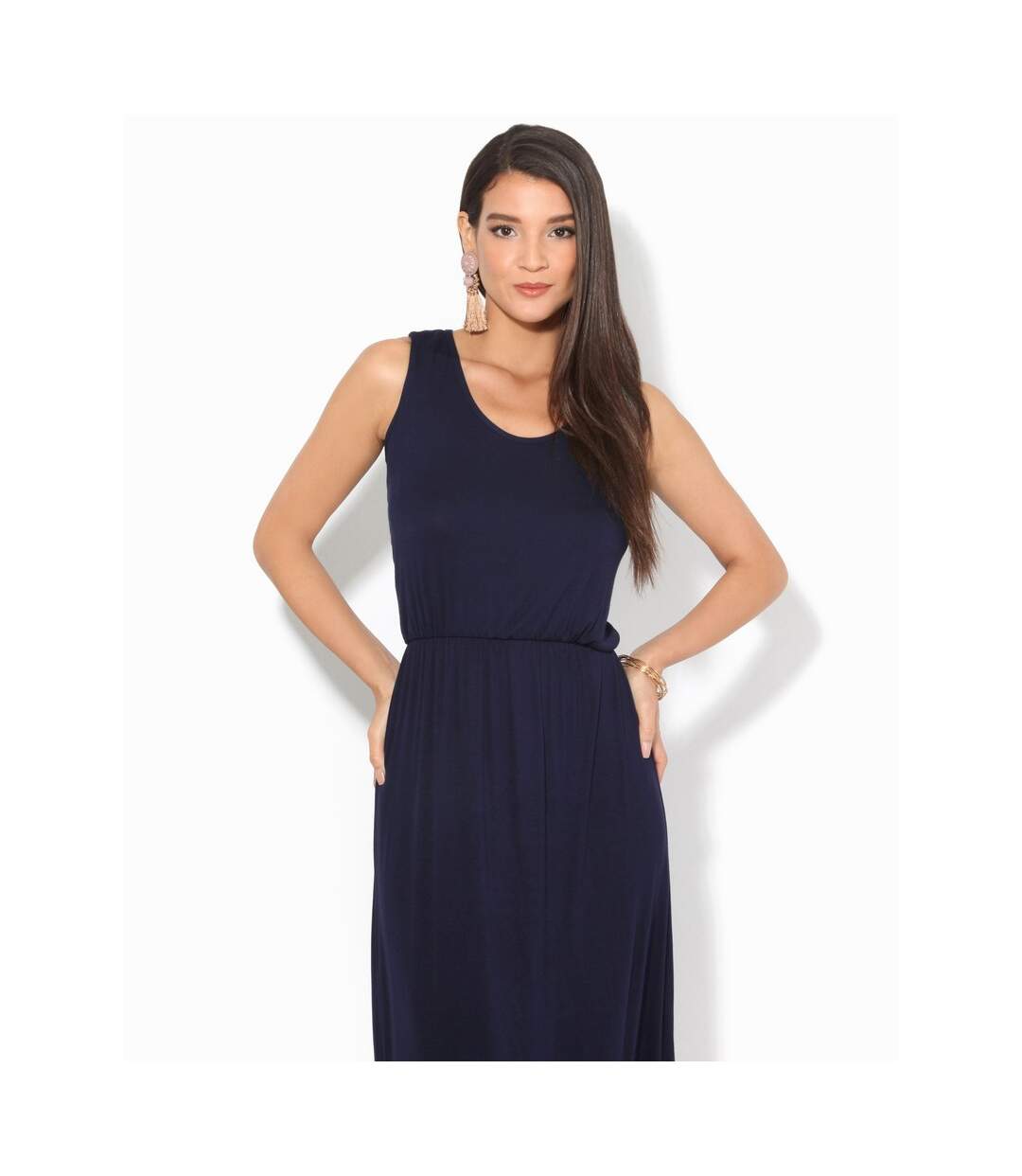 Robe longue femme bleu marine Krisp-3