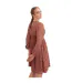 Robe Courte Manches Bouffantes Motif/style En Relief Femme Terre Cuite Lovedrobe-3