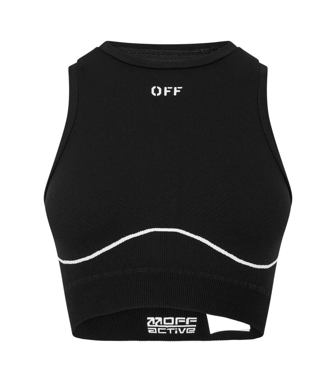 Womens/ladies Ow Snug Fit Crop Top Black Off White-2