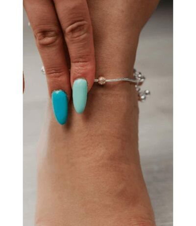 Sterling Silver Enamel Minimalistic Summer Indie Boho Silver Payal Indian Anklet