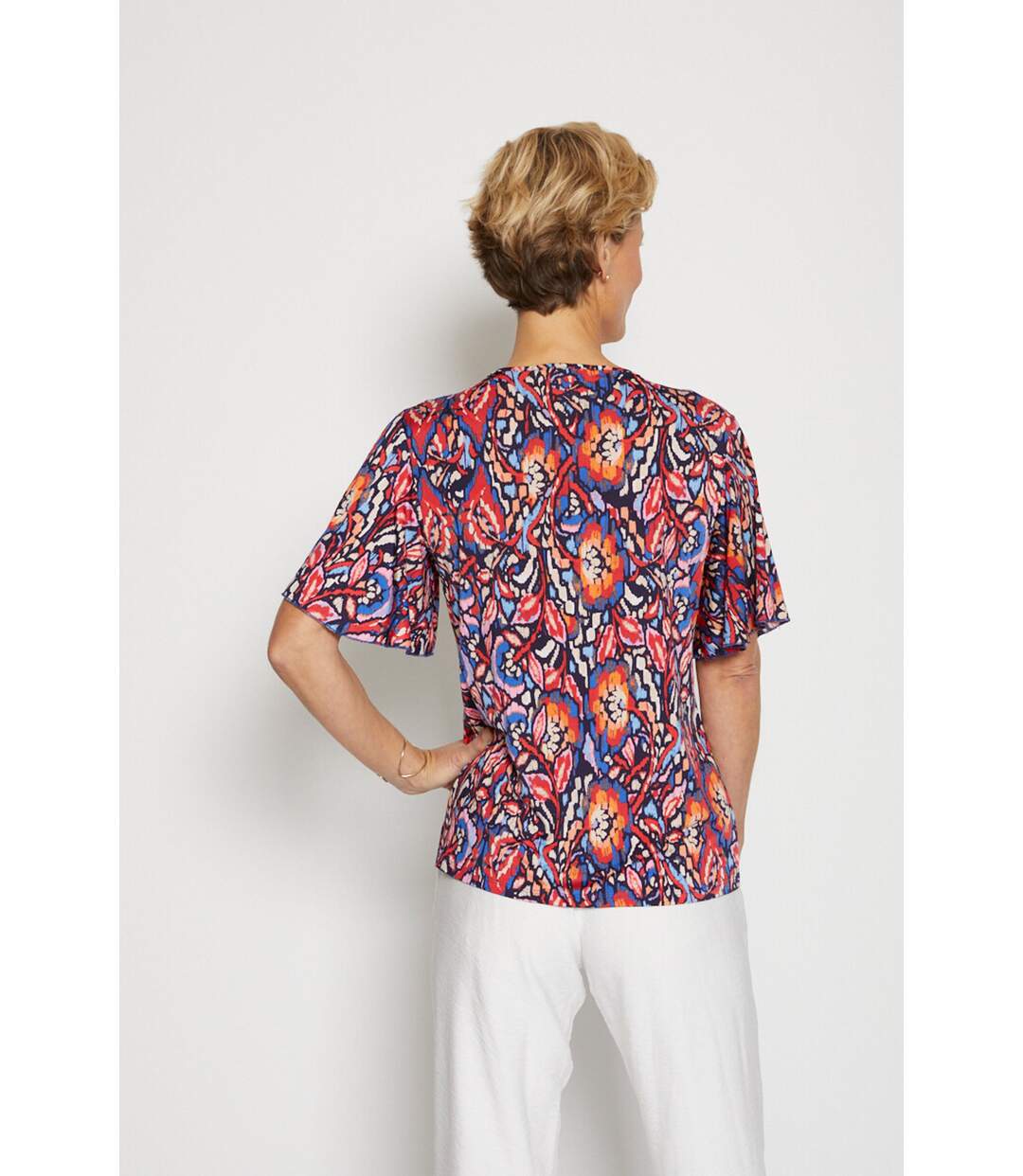 T-shirt court ample finition macramé-2