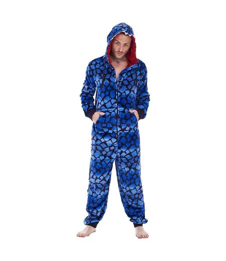 Mens Raptor Fleece Jumpsuit Blue Black Keanu