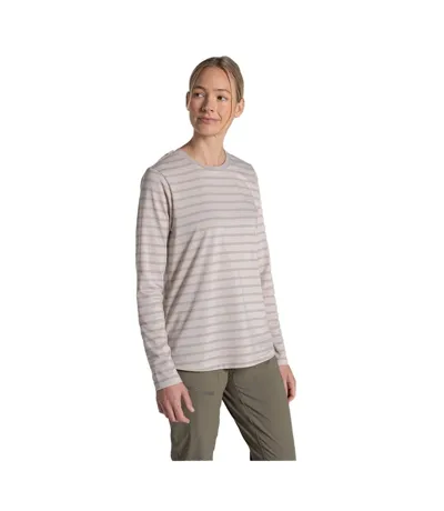 T-shirt Manches Longues Motif/style Rayé Akona Femme Blanc Cassé Craghoppers