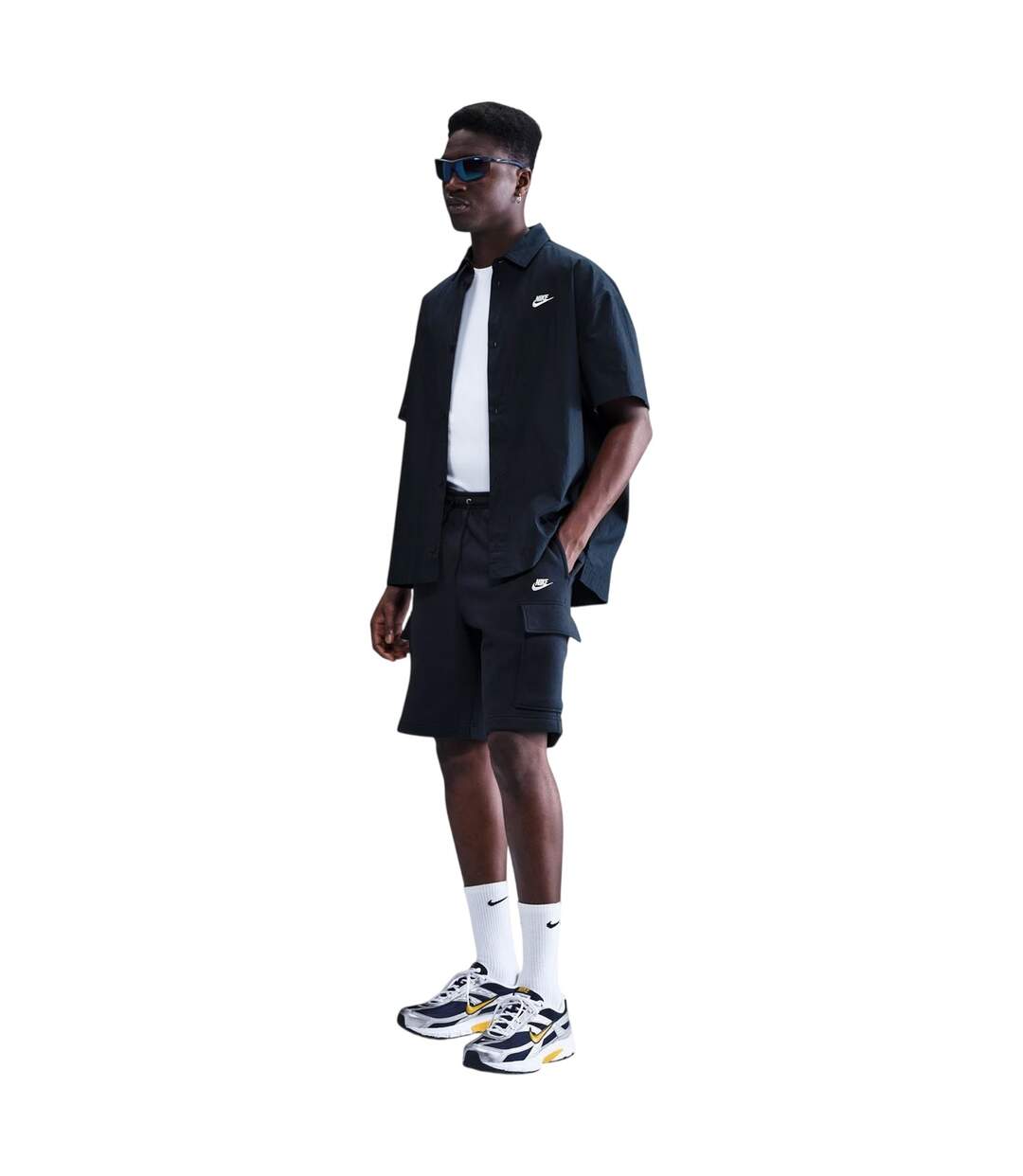 Short À Poches Sportswear Club Homme Bleu Foncé Blanc Nike-4